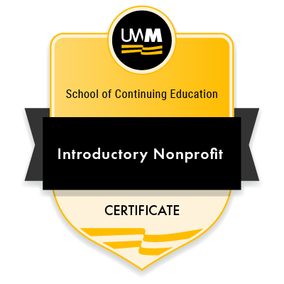 Introductory Nonprofit Certificate badge from UW-Milwaukee School of Continuing Education