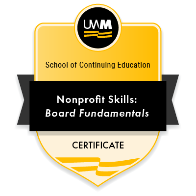 Nonprofit Skills: Board Fundamentals Certificate badge from UW-Milwaukee School of Continuing Education